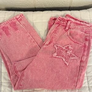 Pink Star Embellished Women Jeans